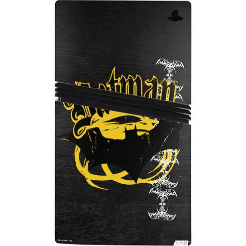 DC Comics Batman Dark Knight Logo Yellow & Black PS5 Pro Console Skin