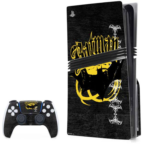 DC Comics Batman Dark Knight Logo Yellow & Black PS5 Pro Disk Bundle Skin