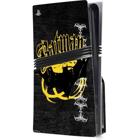 DC Comics Batman Dark Knight Logo Yellow & Black PS5 Pro Disk Console Skin
