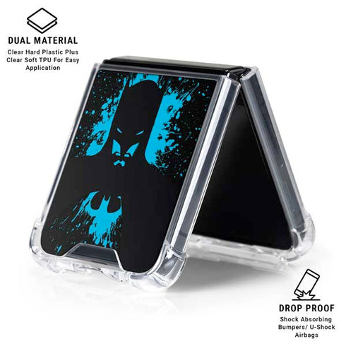 DC Comics Batman Blue Splash character shape Galaxy Z Flip6 Clear Case