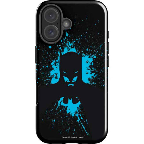 DC Comics Batman Blue Splash character shape iPhone 16 Plus Impact Case
