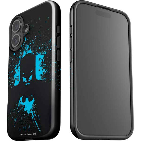 DC Comics Batman Blue Splash character shape iPhone 16 Plus Impact Case
