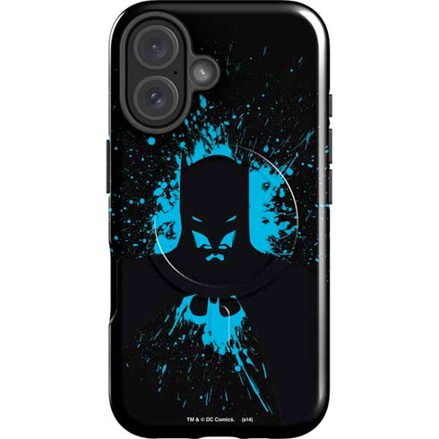 DC Comics Batman Blue Splash character shape iPhone 16 Plus Magsafe Impact Case
