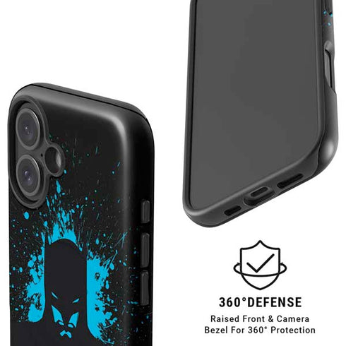 DC Comics Batman Blue Splash character shape iPhone 16 Plus Magsafe Impact Case