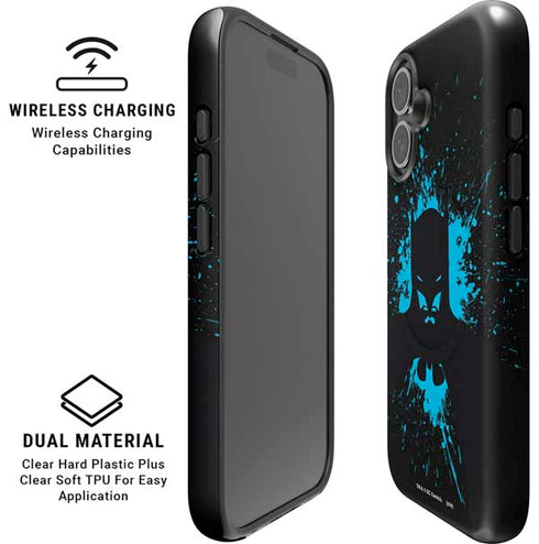 DC Comics Batman Blue Splash character shape iPhone 16 Plus Magsafe Impact Case