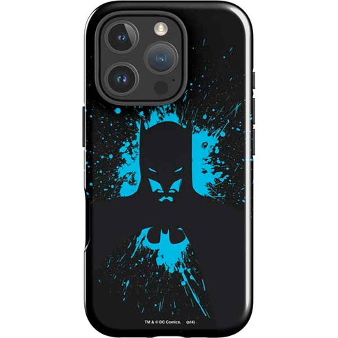DC Comics Batman Blue Splash character shape iPhone 16 Pro Impact Case