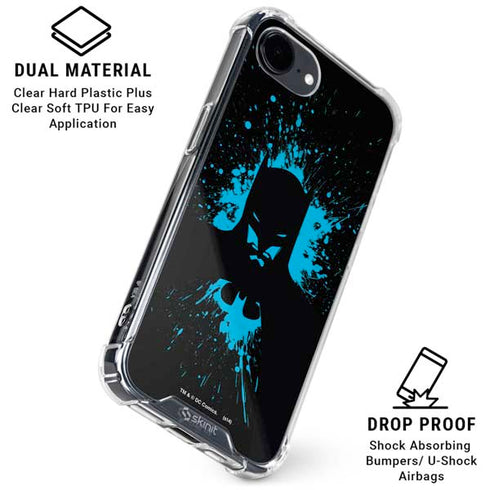 DC Comics Batman Blue Splash character shape iPhone 16e Clear Case