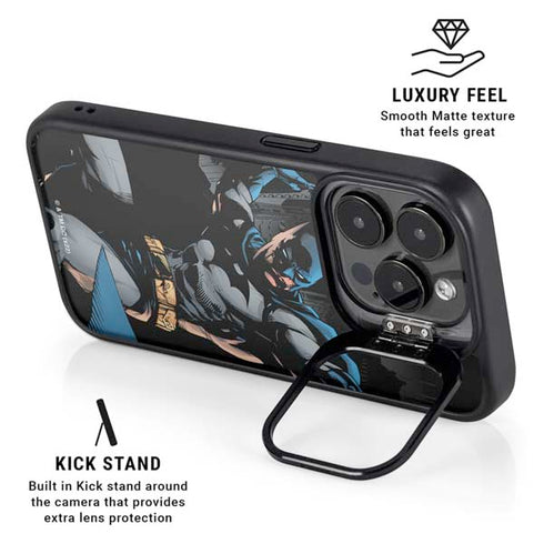 DC Comics Batman Throwing Batarang Jim Lee Art iPhone 14 Pro Kickstand Case
