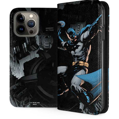 DC Comics Batman Throwing Batarang Jim Lee Art iPhone 15 Pro Max Folio Case