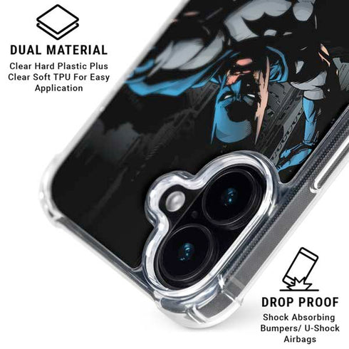 DC Comics Batman Throwing Batarang Jim Lee Art iPhone 16 Clear Case