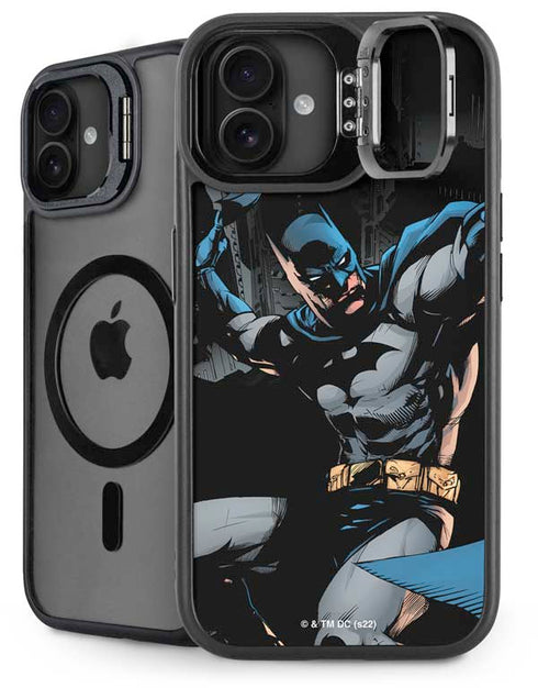 DC Comics Batman Throwing Batarang Jim Lee Art iPhone 16 Plus Kickstand Case