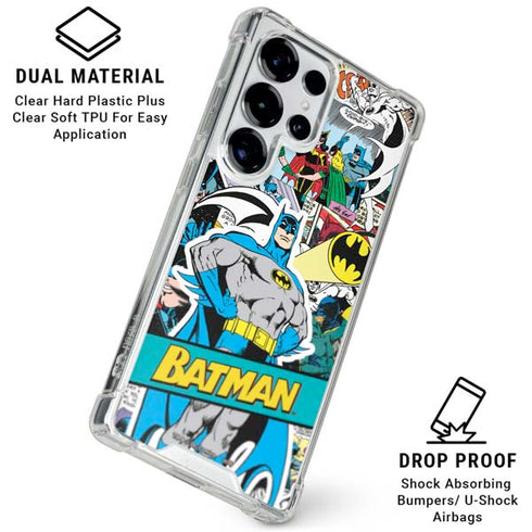 DC Comics Batman Vintage Pose Collage Art Galaxy S26 Ultra Clear Case
