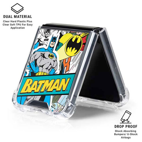 DC Comics Batman Vintage Pose Collage Art Galaxy Z Flip7 Clear Case