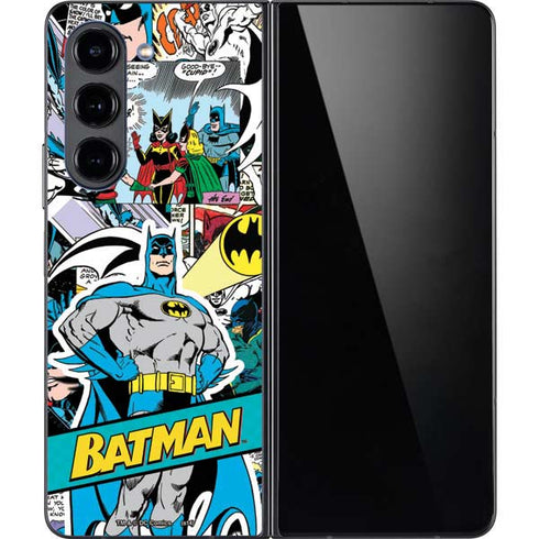 DC Comics Batman Vintage Pose Collage Art Galaxy Z Fold5 5G Skin