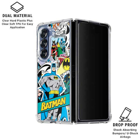 DC Comics Batman Vintage Pose Collage Art Galaxy Z Fold7 Clear Case