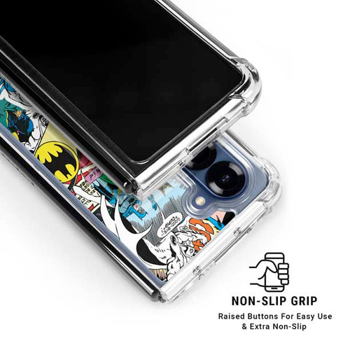 DC Comics Batman Vintage Pose Collage Art Galaxy Z Fold7 Clear Case