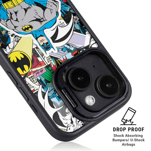 DC Comics Batman Vintage Pose Collage Art iPhone 14 Plus Kickstand Case