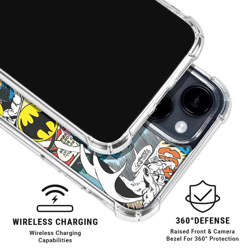DC Comics Batman Vintage Pose Collage Art iPhone 15 Clear Case