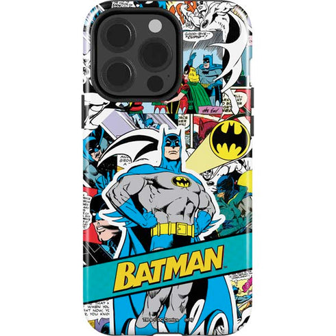 DC Comics Batman Vintage Pose Collage Art iPhone 15 Pro Impact Case