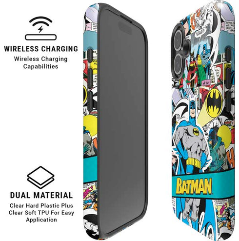 DC Comics Batman Vintage Pose Collage Art iPhone 16 Plus Magsafe Impact Case