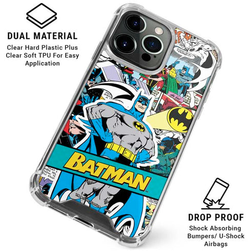 DC Comics Batman Vintage Pose Collage Art iPhone 16 Pro Clear Case