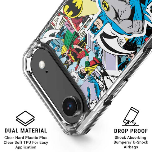 DC Comics Batman Vintage Pose Collage Art iPhone 17 Air Clear Case
