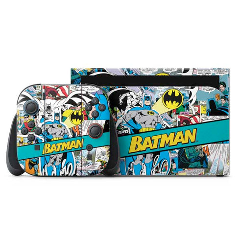 DC Comics Batman Vintage Pose Collage Art Nintendo Skins