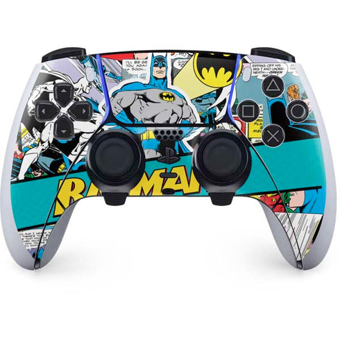 DC Comics Batman Vintage Pose Collage Art PS5 DualSense Edge Pro Controller Skin
