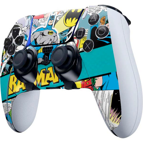 DC Comics Batman Vintage Pose Collage Art PS5 DualSense Edge Pro Controller Skin