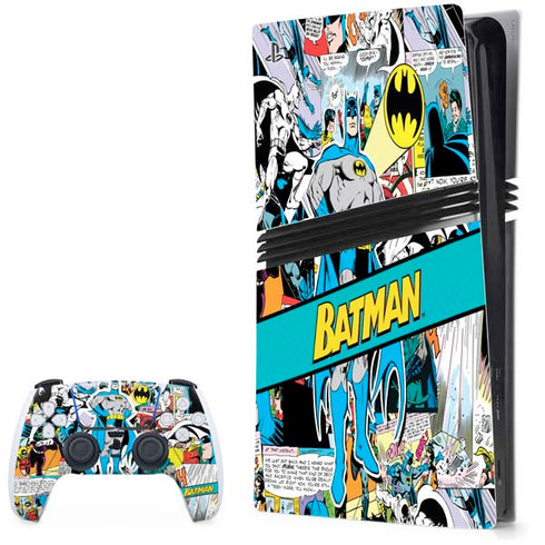 DC Comics Batman Vintage Pose Collage Art PS5 Pro Bundle Skin