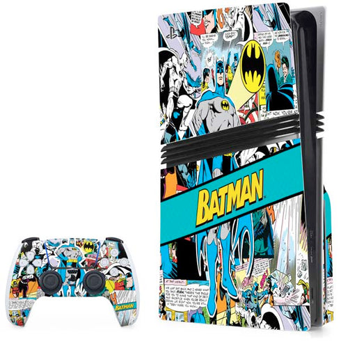 DC Comics Batman Vintage Pose Collage Art PS5 Pro Disk Bundle Skin
