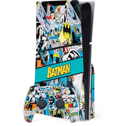 DC Comics Batman Vintage Pose Collage Art PlayStation PS5 Skins