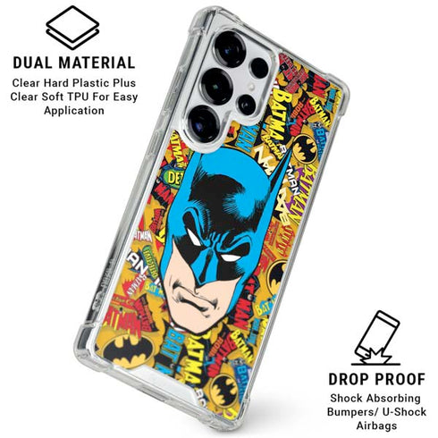 DC Comics Batman Mask Vintage Pattern Galaxy S25 Ultra Clear Case