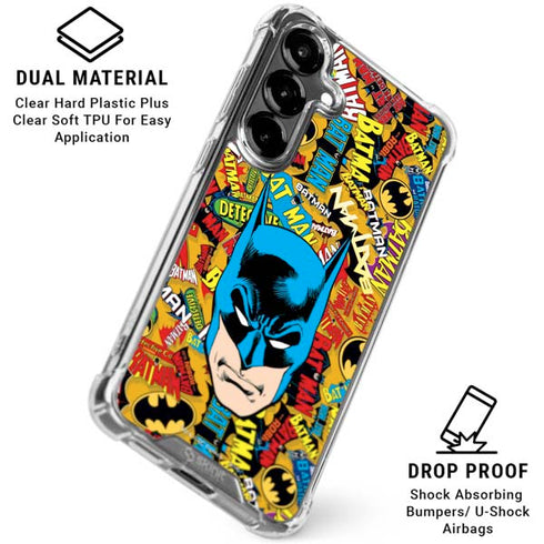 DC Comics Batman Mask Vintage Pattern Galaxy S26 Clear Case