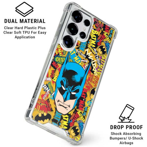 DC Comics Batman Mask Vintage Pattern Galaxy S26 Ultra Clear Case