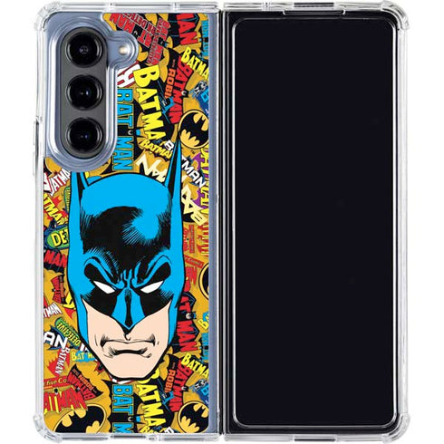 DC Comics Batman Mask Vintage Pattern Galaxy Z Fold5 5G Clear Case