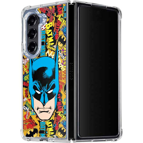 DC Comics Batman Mask Vintage Pattern Galaxy Z Fold5 5G Clear Case