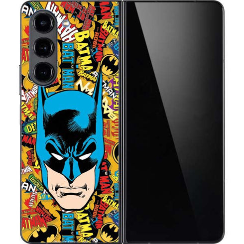 DC Comics Batman Mask Vintage Pattern Galaxy Z Fold5 5G Skin