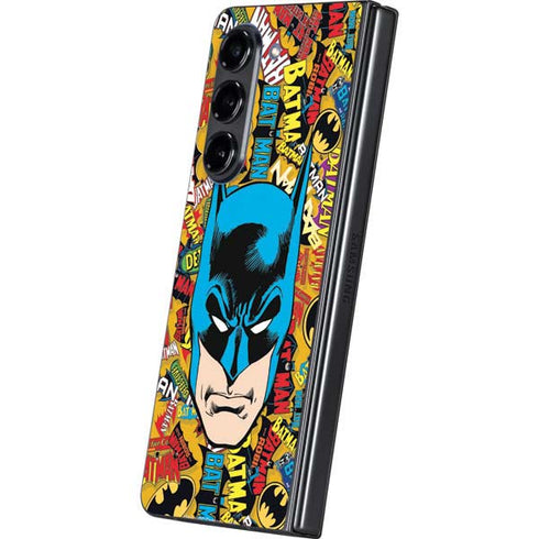 DC Comics Batman Mask Vintage Pattern Galaxy Z Fold5 5G Skin