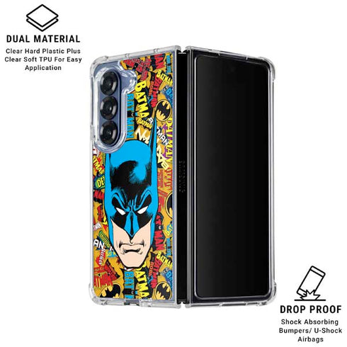 DC Comics Batman Mask Vintage Pattern Galaxy Z Fold6 Clear Case