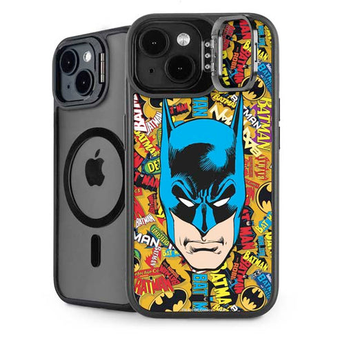 DC Comics Batman Mask Vintage Pattern iPhone 14 Plus Kickstand Case