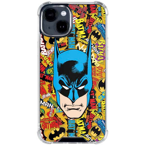 DC Comics Batman Mask Vintage Pattern iPhone 15 Clear Case