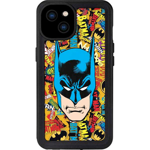DC Comics Batman Mask Vintage Pattern iPhone 15 Plus Waterproof Case