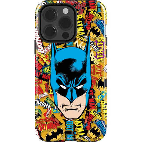 DC Comics Batman Mask Vintage Pattern iPhone 15 Pro Impact Case
