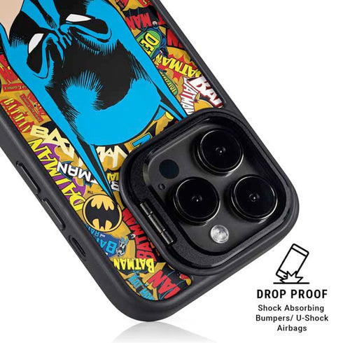 DC Comics Batman Mask Vintage Pattern iPhone 15 Pro Kickstand Case