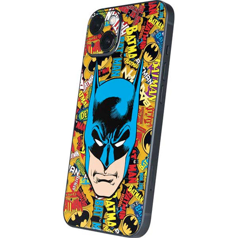 DC Comics Batman Mask Vintage Pattern iPhone 15 Skin
