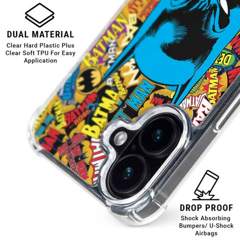 DC Comics Batman Mask Vintage Pattern iPhone 16 Clear Case