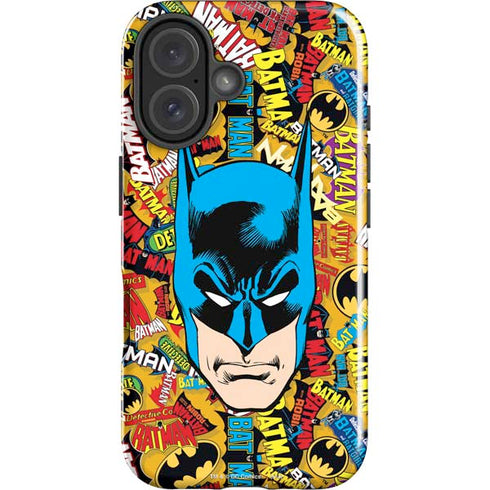 DC Comics Batman Mask Vintage Pattern iPhone 16 Plus Impact Case
