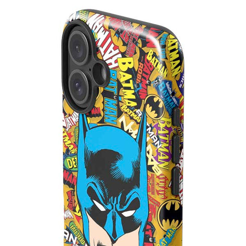 DC Comics Batman Mask Vintage Pattern iPhone 16 Plus Impact Case