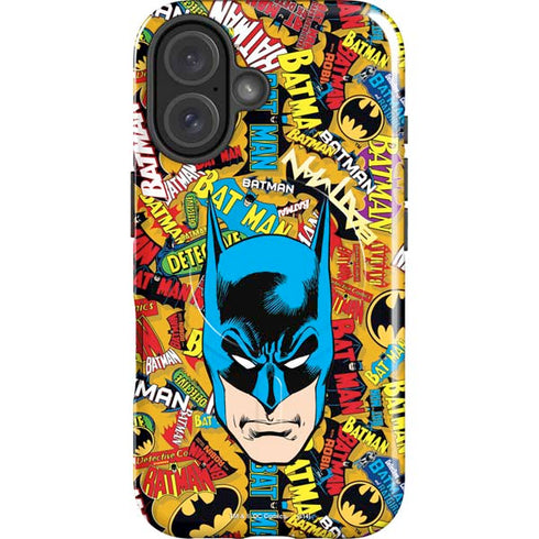 DC Comics Batman Mask Vintage Pattern iPhone 16 Plus Magsafe Impact Case
